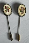 Vintage Costume Jewelry Needlepoint Monogrammed Stick Pin "B" or "S" You Choose