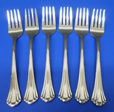 6 - Reed & Barton ESTORIL Glossy Select Stainless Korea Flatware SALAD FORKS
