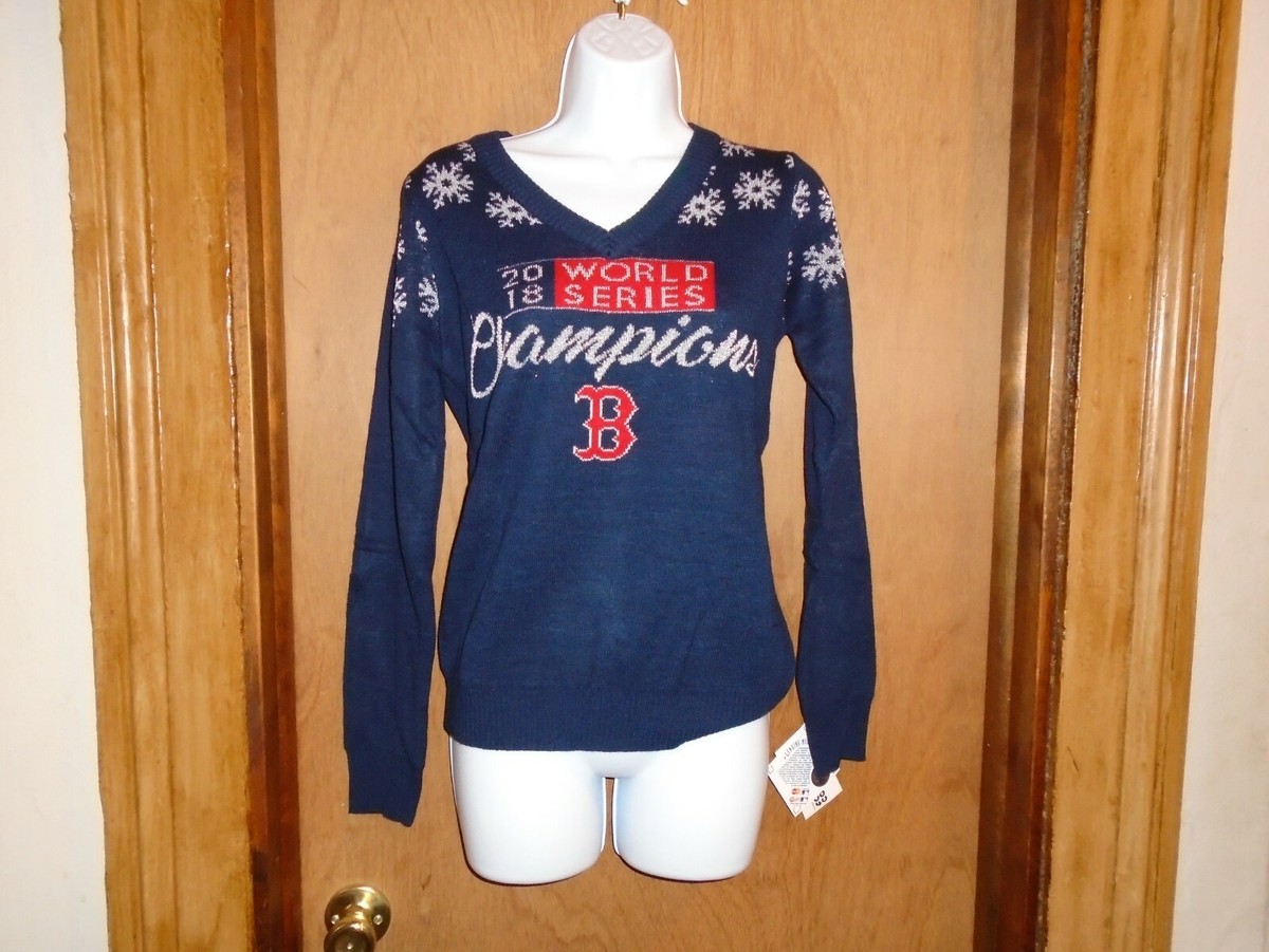 Boston Red Sox Women's 2018 World Series Champion Holiday Sweater S NEW