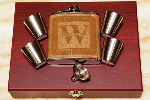 Groomsman Flask, Custom Engraved Wedding Gift, PERSONALIZED, Bachelor - Picture 34 of 37