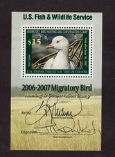 RW73b - Federal Duck Stamp. Mini Sheet Of 1. Dual Signatures  MNH. OG. #02 RW73b