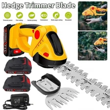 Handheld Electric Cordless Hedge Trimmer Grass Shear Bush Trimmer w/ 2x Battery