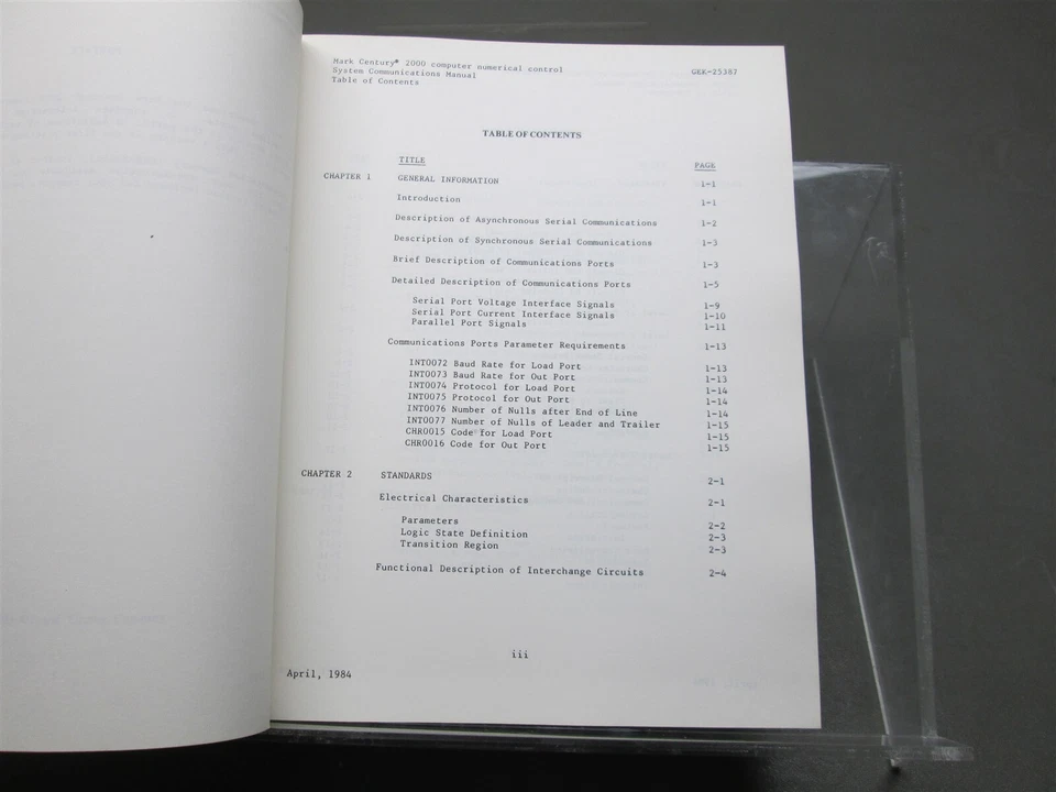 GE Mark Century GEK-25387A 2000 CNC System Communications Manual - Image 3 of 4