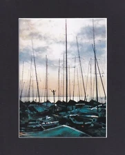 8X10" Matted Print Watercolor Art Picture: Ben Manchipp, Boats