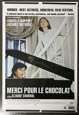 2000 MERCI POUR LE CHOCOLAT Original US Film Poster, 27X39 S/S, CHABROL, HUPPERT