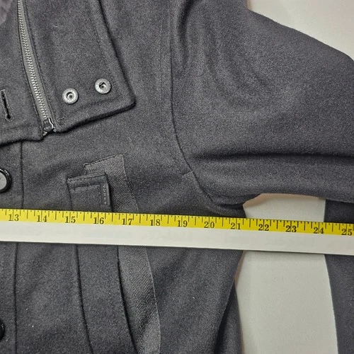 Guess Men XL Peacoat Black Wool Blend Double Breasted Zipper Bib M04110AB944 image 6