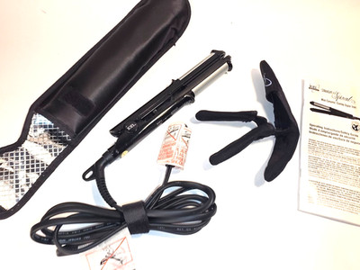 ion Straight n'Spiral Mini Ceramic Combo Styler Iron With Travel Pouch & Instruc