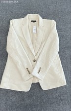 Ann Taylor Women's Ivory Textured Cotton Blend Single Button Blazer NWT Sz 10