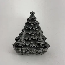 Torino Vintage Pewter Box Christmas Tree Necklace, Earrings & Brooch Set