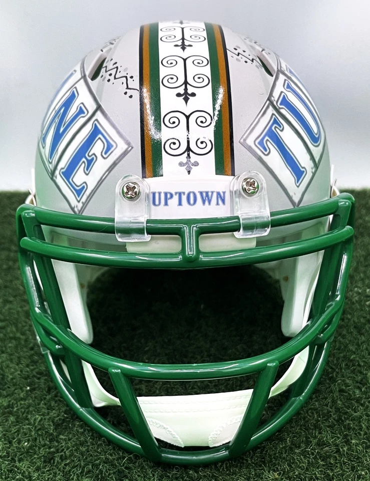 CUSTOM RIDDELL SPEED MINI FOOTBALL HELMET - TULANE GREEN WAVE 2025 CITY EDITION - Image 3 of 4