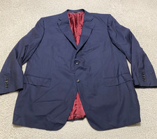 CANALI Mens sz 50L Blazer Jacket Blue 2-Button 100 Wool Travel Water Resistant