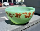 RARE FIRE KING JADITE JADITE W/ RED IVY BREAKFAST CEREAL BOWL EXCELLENT NR
