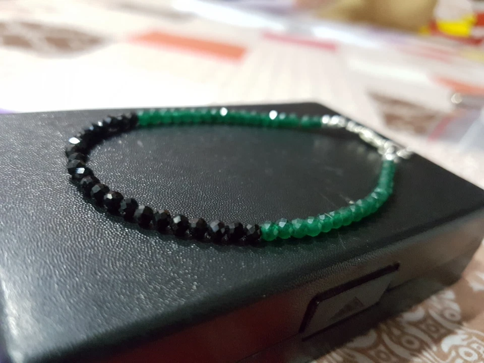 Verde ónix negro espinela piedra preciosa 925 collar de plata de ley +... - Imagen 2 de 4