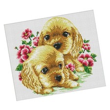 Handmade Ribbon Stickerei Schöne Hund Malerei Kit Kreuzstich DIY