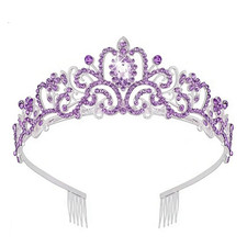 Light Purple Crystal Tiara and Crown for Women Elegant Princess Crown with Comb