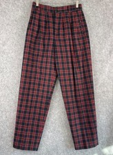 VTG Giorgio Saint Angelo Wool Pants Womens 10 Plaid Pleated Tapered Academia