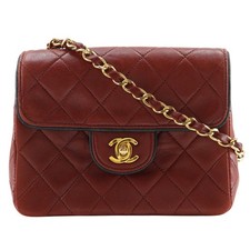 CHANEL Mini Matelasse Shoulder Bag A35200 ChainShoulder vintage Red lambsk...