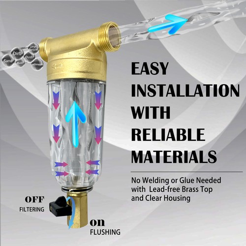 Sistema de prefiltro de agua de pozo de grifo giratorio filtro de sedimentos para toda la casa 60 μm 3/4" - Imagen 3 de 12