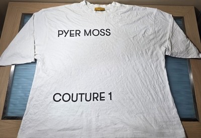 Pyer Moss Couture, White Graphic T-Shirt, Men's Size Large 