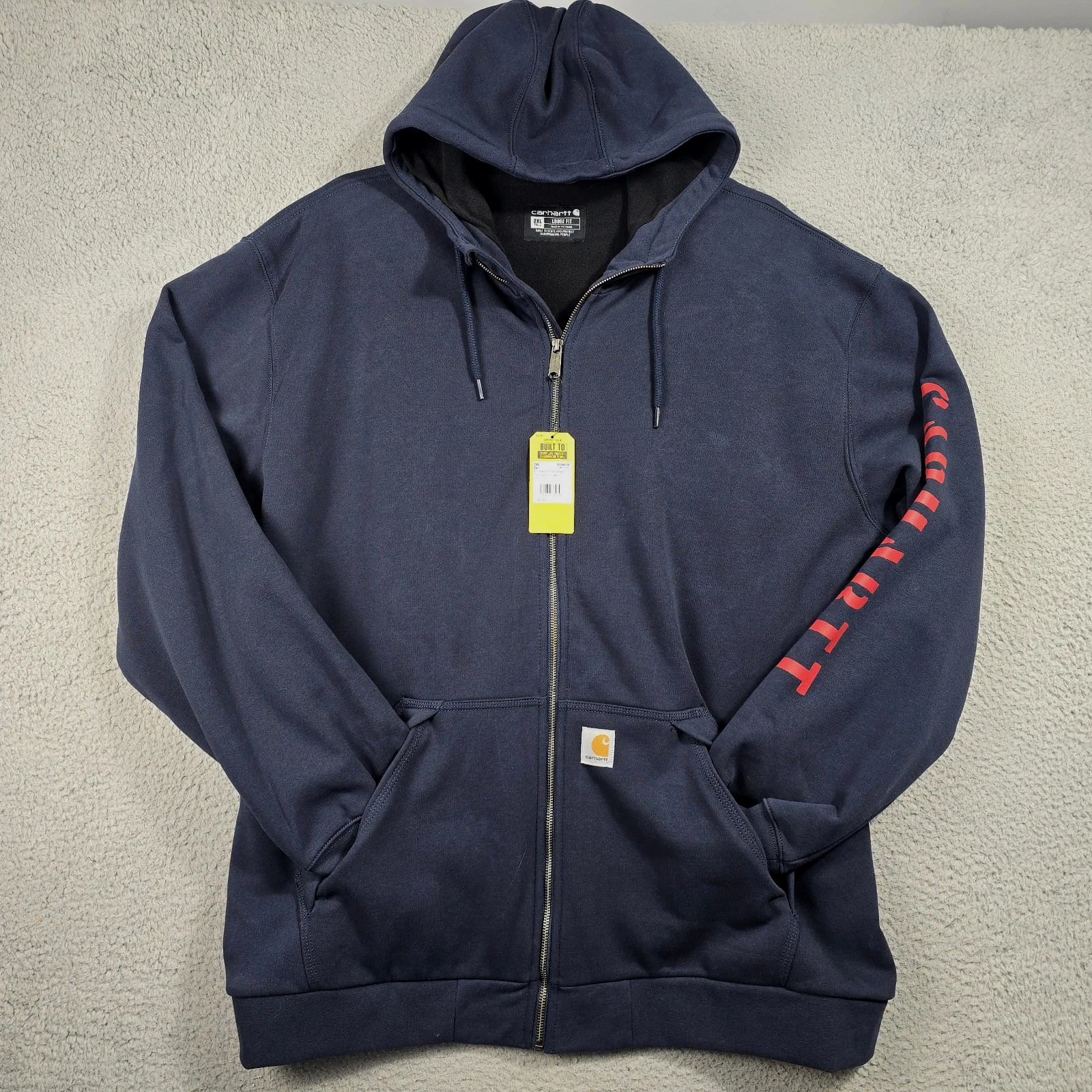 Carhartt Sweater 2XL Tall Blue Mens Rain Outdoors Hoodie Full Zip Fleece NWT
