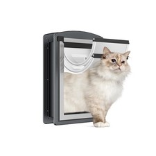   Weatherproof Steel Large Cat Door for Exterior Door, Cat Door with Two Sli...