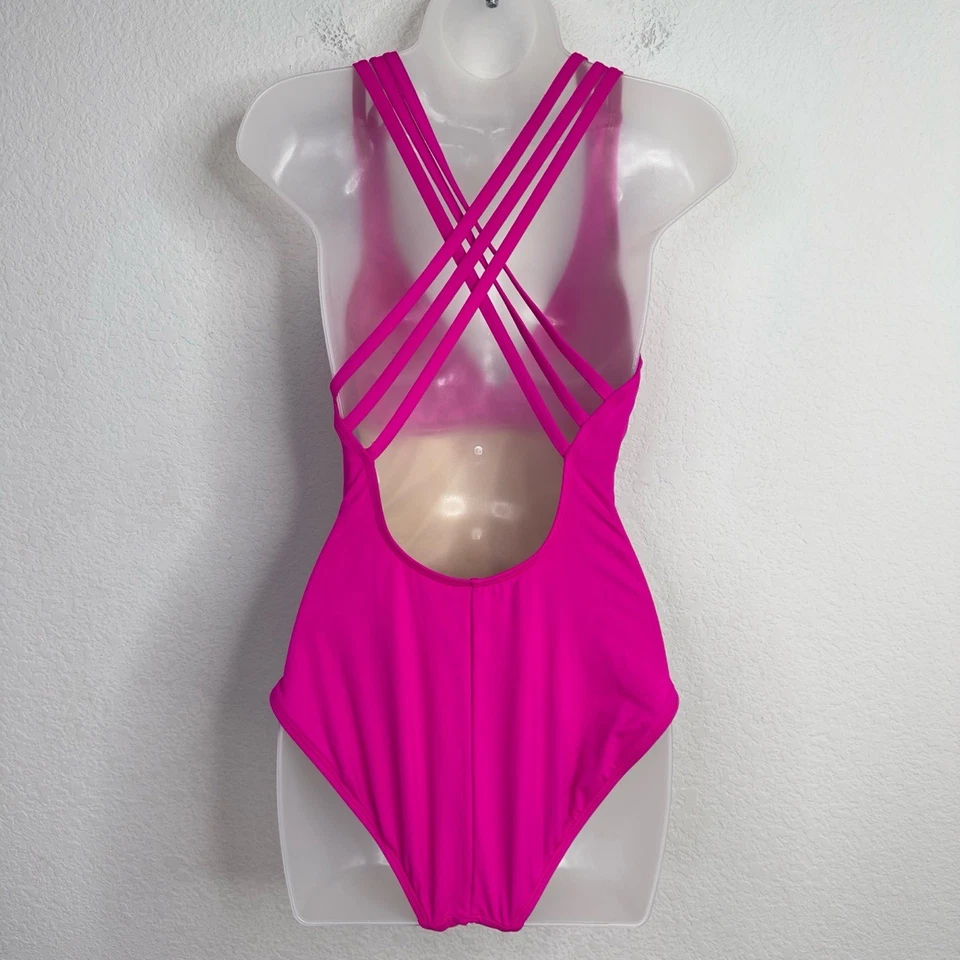 La Blanca Swimsuit Women 10 Pink Island Goddess Multi-Strap Cross-Back One Piece - Image 2 of 4