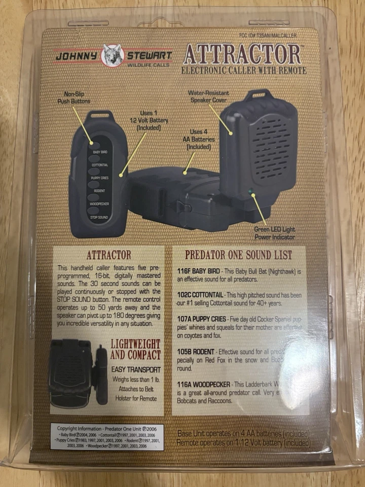 Johnny Stewart Predator One Attractor Electronic Predator Call 50 Yards 90dB - Image 4 of 4