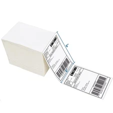 1000 Fanfold 4" x 6" Direct Thermal Shipping Labels Perforated for Zebra Rollo