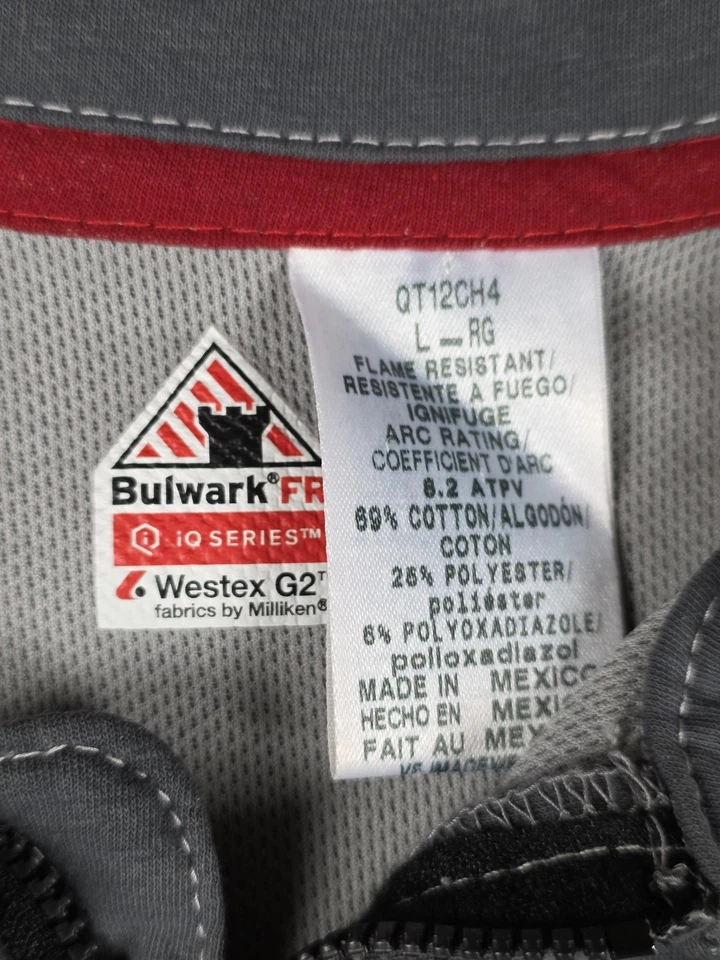Bulwark FR Shirt Mens Large Gray Embroidered Flame Resistant Workwear - Image 4 of 4