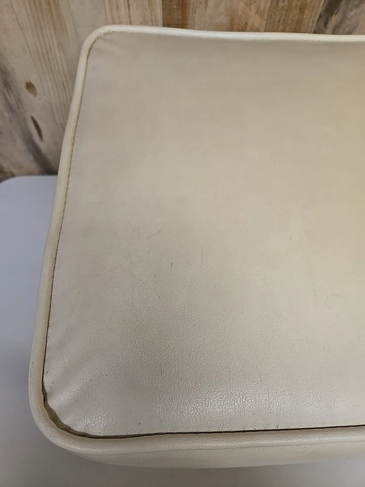 Винтажный MCM ноги табурет слоновой кости белый винил Babcock Phillips Османский ножной табурет MCM - Изображение 3 из 4