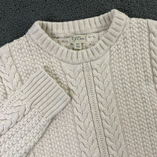 J.CREW Cotton Cable Knit Crewneck Sweater Mens XL Fisherman Pullover Ivory