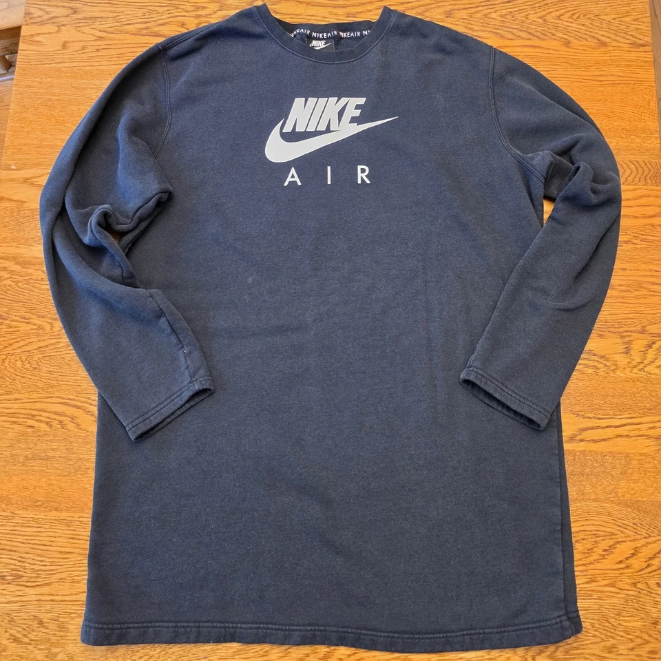 Nike Air Sz L Women's Black Fleece Sweatshirt Crew Neck Dress Loose Fit  - Image 4 of 4