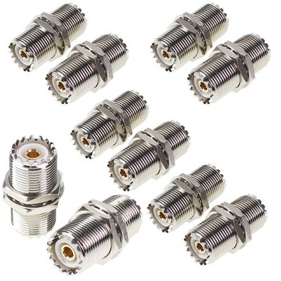 exgoofit UHF Connector Female Nut Bulkhead Panel Mount to SO239 Jack Silver 