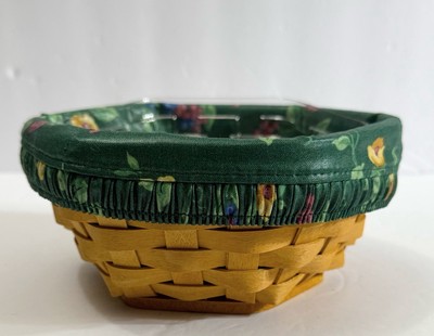 Vintage 1998 Longaberger Hexagon Basket w/ Very Berry Liner & Plastic Insert