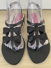 POETIC LICENCE BLOOMINGBIRD BLACK SEQUINED BOW SANDALS SHOES WHIMSY 8.5M