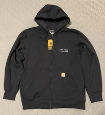🟦🟦🟦 CARHARTT ARCH COAL ISSUED LEER SOUTH MINE RAIN DEFENDER SWEATSHIRT LARGE