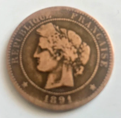 Pièce de monnaie 10 Centimes de 1891 République Française - Photo 1/4