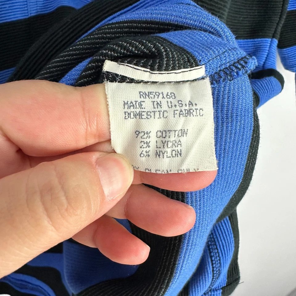 Vestido Suéter Karen Kane Mujer L Azul Negro Rayas Preppy Algodón Mod Años 90 EE. UU. DE COLECCIÓN Foto 3 de 4