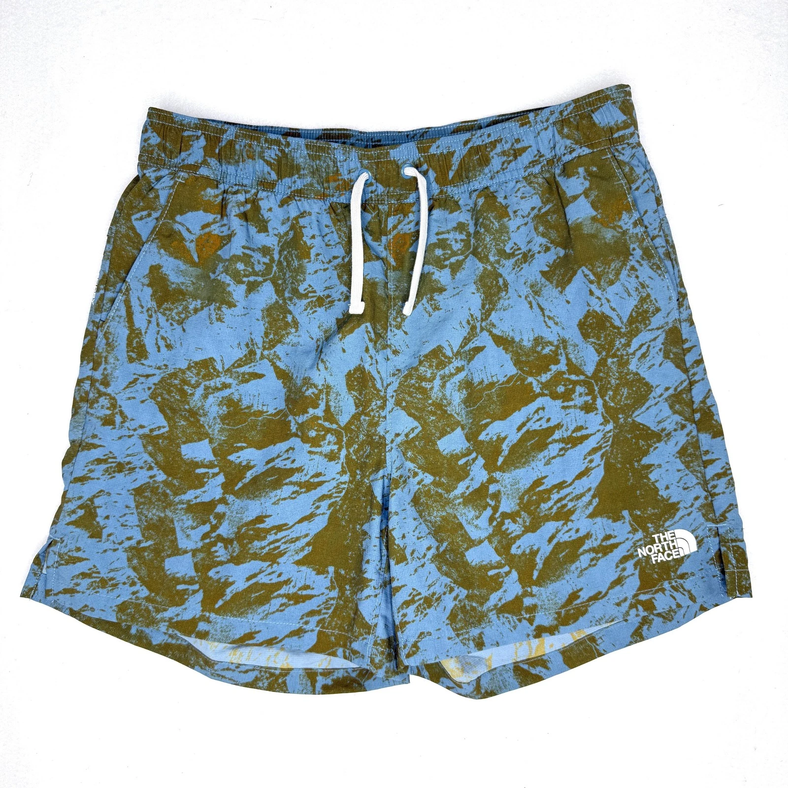 North Face Shorts Mens Small Blue Camo Swim Lined Quick Dry Elastic Waist 5"