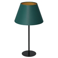 Tischleuchte Schlafzimmer Stoff E27 56 Cm Petrol Gold Konisch Nachttisch Lampe