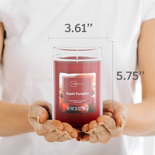 20 oz Apple Pumpkin Scented Single-Wick Large Glass Jar Candle Non-toxic