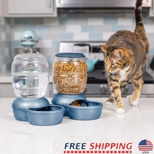 Gravity Pet Feeder W/ Microban Antimicrobial Easy Snap Lid Spill Resistant New