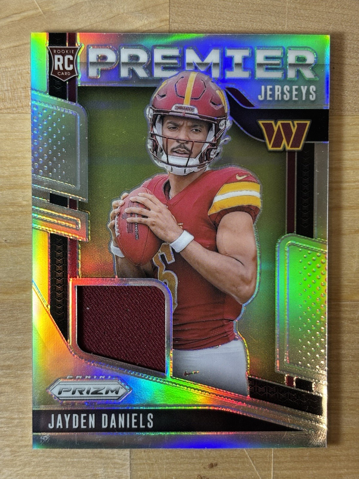 Jayden Daniels RC 2024 Panini Prizm Silver Premier Jerseys Patch Commanders