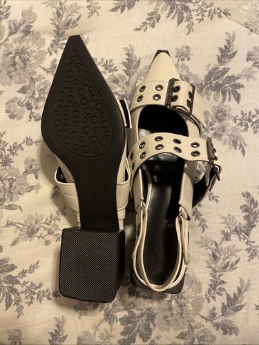 Stylish Women’s Bone Colored Buckled Sling-back US size 5.5 - Picture 4 of 7