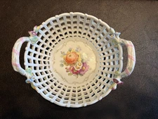 Antique Early 1900s KPM Berlin Porcelain Reticulated Floral Basket