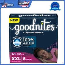 Goodnites Girls Nighttime Underwear XXL 120-165 lbs 8 Ct