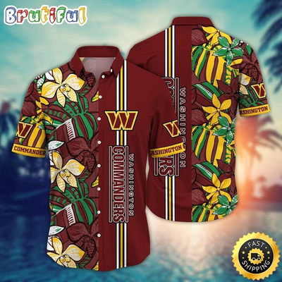 #ad Washington Commanders Flower Chic Aloha Hawaiian Shirt Gift For NFL Fans $21.00
