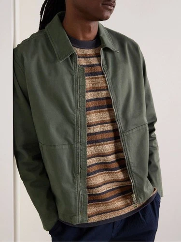 MR P. MR PORTER Cotton-Blend Gabardine Coach Jacket Size L in Green - product listing photo