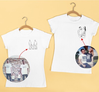 Personalisiertes maßgeschneidertes besticktes T-Shirt Ihre Familie Freunde Bildskizze