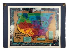 Native American Tribes Map Jennifer Smith 1989 Cherokee Publications Framed 23.5